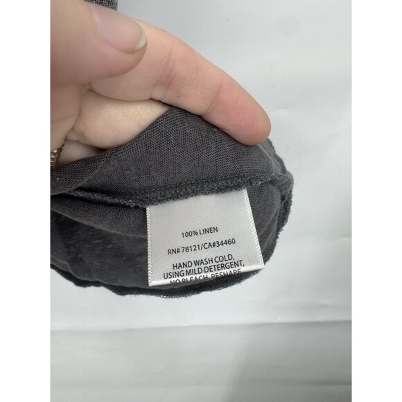 Eileen Fisher Metallic Silver Linen Jersey Drape Fit T-Shirt Women PP Minimalist - Picture 4 of 7